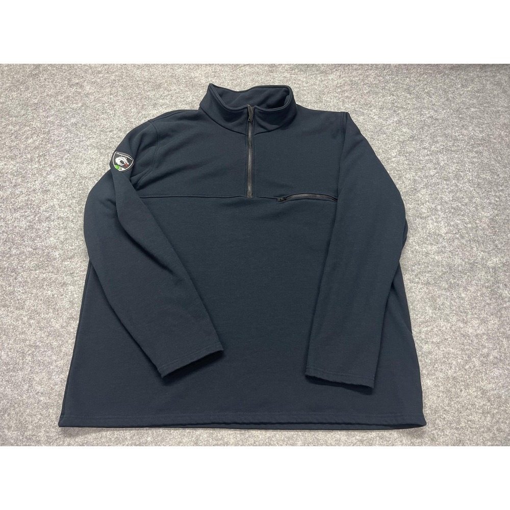 DragonWear Pullover Mens 3XL Blue Flame Resistant Fleece 1/4 Zip Mock Neck - Picture 1 of 9